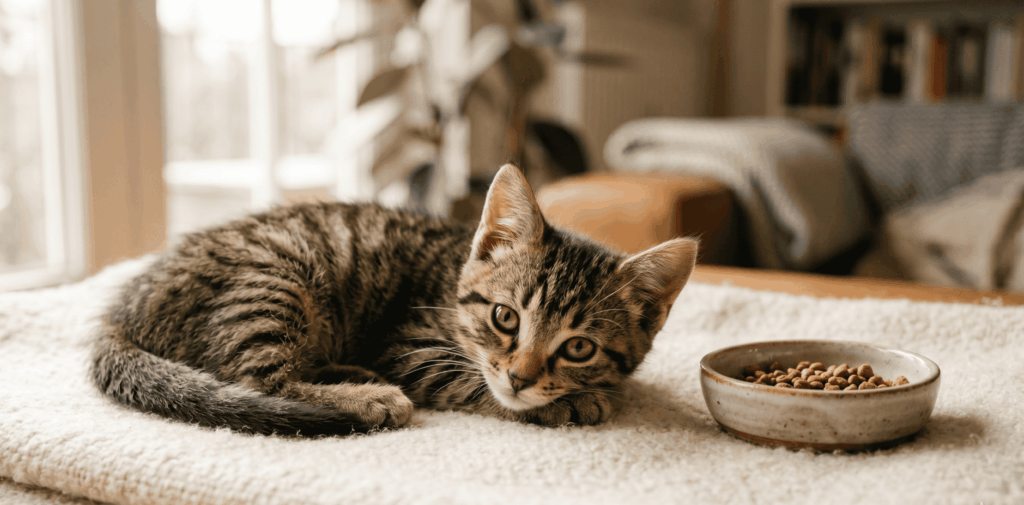 Yavru kedi sağlıklı ve mutlu, beslenme ve bakım ipuçlarıyla.