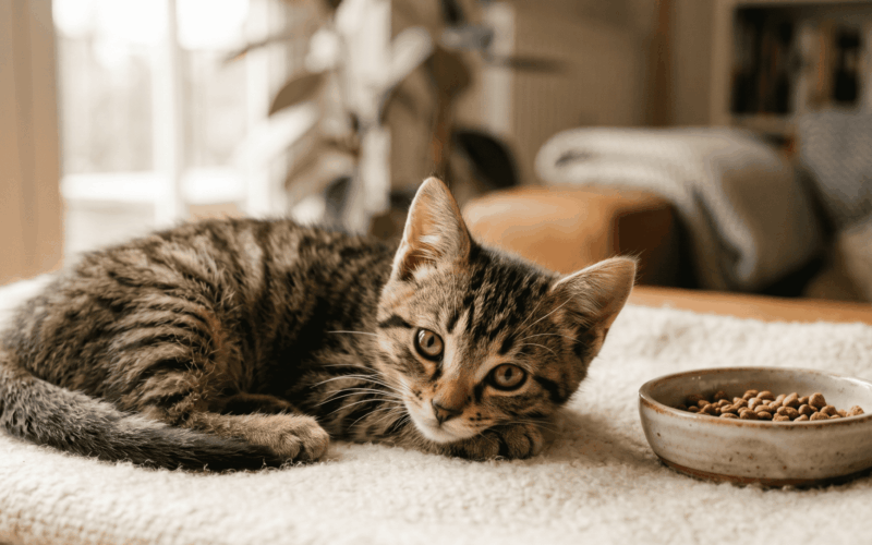 Yavru kedi sağlıklı ve mutlu, beslenme ve bakım ipuçlarıyla.